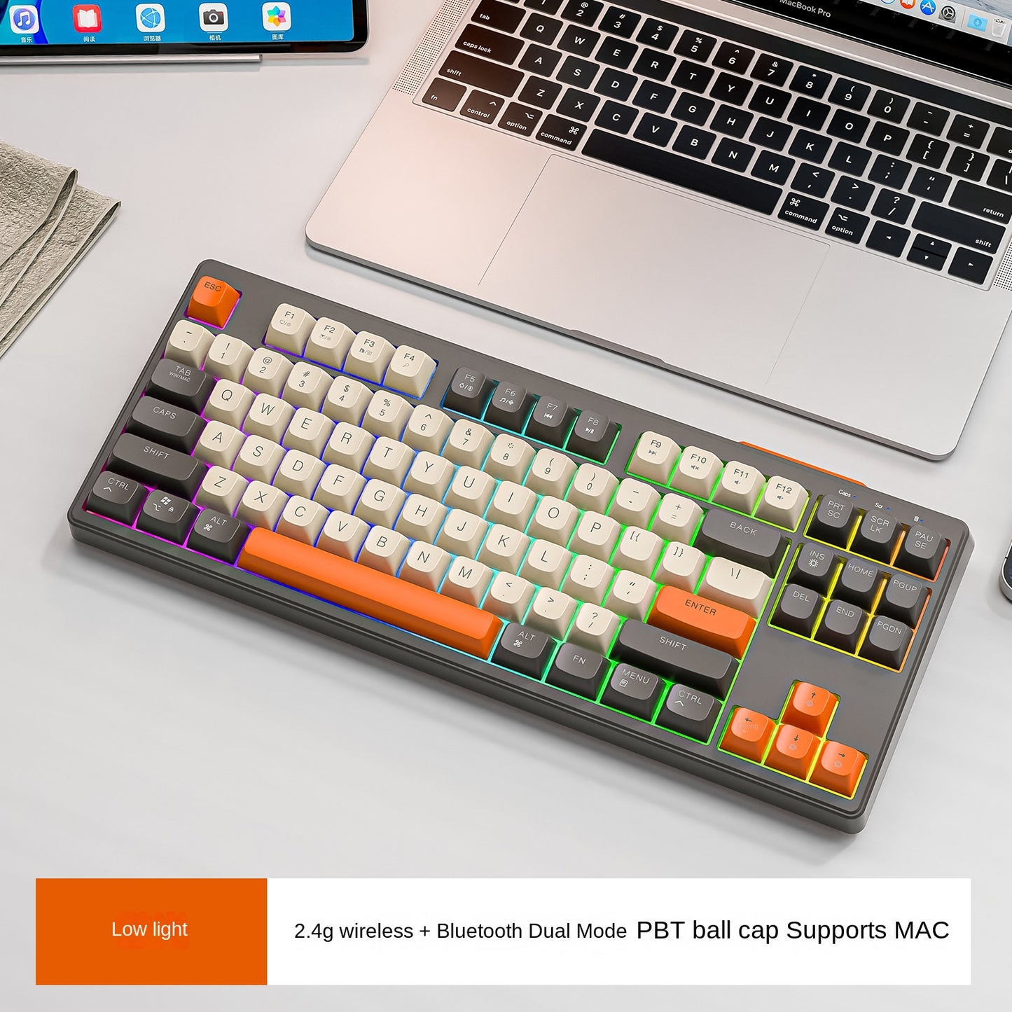 Bluetooth wireless keyboard and mouse, 2.4G dual mode, multi color matching, mechanical feel, membrane keyboard, game office mute