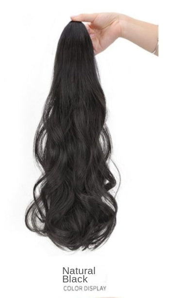 Wigs, ponytail women's long curly hair, grasping large waves, artificial hair, low tie medium and long braids, large curls